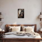 ARTZGX Horse Wall Art Black White and Brown Horse Poster Canvas Running Animals Pictures Painting for Living Room Decor Frame(White 12L x 18W)