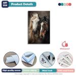 ARTZGX Horse Wall Art Black White and Brown Horse Poster Canvas Running Animals Pictures Painting for Living Room Decor Frame(White 12L x 18W)