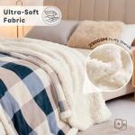 PU MEI Sherpa Fleece Throw Blanket 60" x 80" Reversible Plush Fluffy Large Big Blanket Lattice Flannel Blankets for Sofa Couch Bed (Grey-Soft Blue, 60"*80")
