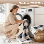 PU MEI Sherpa Fleece Throw Blanket 60" x 80" Reversible Plush Fluffy Large Big Blanket Lattice Flannel Blankets for Sofa Couch Bed (Grey-Soft Blue, 60"*80")