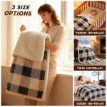 PU MEI Sherpa Fleece Throw Blanket 60" x 80" Reversible Plush Fluffy Large Big Blanket Lattice Flannel Blankets for Sofa Couch Bed (Grey-Soft Blue, 60"*80")
