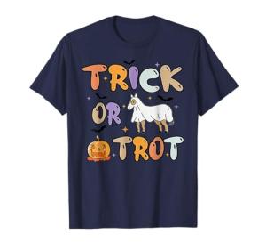 Trick Or Trot Halloween Pumpkin Ghost Horse T-Shirt