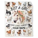 PUREGIFTS Personalized Horse Blanket for Girls - 40" x 50" Inches Cute Throw Blanket for Kids Boys - Warm Cozy Throws for Sofa, Crib & Bed