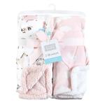 Hudson Baby Unisex Baby Plush Mink and Sherpa Blanket, Girl Farm Animals, One Size