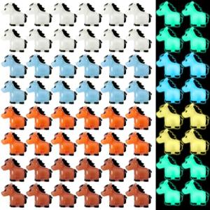 Shappy 80 Pcs Luminous Mini Horse Figurines Resin Miniature Cute Animals Mini Figurines Horse Glow in The Dark Ornament for Garden Accessories Landscape Cake DIY(Luminous)