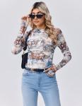 Zeagoo Fall Clothes for Women Long Sleeve Mesh Tops Mock Neck Shirt Cute Winter Work Casual Outfits