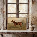 Wood Framed Vintage Horse Wall Art, Small Rustic Antique Animal Canvas Wall Decor Paintings, Retro Nature Horse Pictures Posters Prints for Living Room Bedroom Farmhouse Decor 8x10 Inch