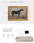 ARPEOTCY Gold Framed Canvas Art Prints,12x16inch, Antique Black Horse Art Painting, Rustic Farmhouse Decor for Bedroom Living Room Fireplace Shelf, Vintage Retro Western Pictures