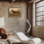 Wood Framed Vintage Horse Wall Art, Small Rustic Antique Animal Canvas Wall Decor Paintings, Retro Nature Horse Pictures Posters Prints for Living Room Bedroom Farmhouse Decor 8x10 Inch