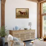 Wood Framed Vintage Horse Wall Art, Small Rustic Antique Animal Canvas Wall Decor Paintings, Retro Nature Horse Pictures Posters Prints for Living Room Bedroom Farmhouse Decor 8x10 Inch