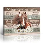 Motivational Horse Decor Wall Art For Girls Room Farmhouse Horse Daisy Wall Decor Western Bible Verse Animal Pictures Canvas Prints Painting Framed Modern Artwork For Bedroom Living Room 12"X16"