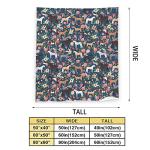 Horse Blanket Gifts for Girls Women Western Horses Flowers Animal Fleece Flannel Throw Blankets Soft Lightweight Horse Plush Stuff Blue Throws for Kids Adults Bed Sofa Decor 50" x40