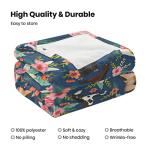 Horse Blanket Gifts for Girls Women Western Horses Flowers Animal Fleece Flannel Throw Blankets Soft Lightweight Horse Plush Stuff Blue Throws for Kids Adults Bed Sofa Decor 50" x40