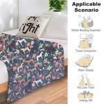 Horse Blanket Gifts for Girls Women Western Horses Flowers Animal Fleece Flannel Throw Blankets Soft Lightweight Horse Plush Stuff Blue Throws for Kids Adults Bed Sofa Decor 50" x40