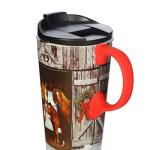 Topadorn Christmas Ceramic Mug Porcelain Coffee Cup with Spill-proof Lid and Gift Box,Holiday Horses