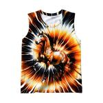 TZQPSJW Unisex Orange Tie Dye Tank Tops Sleeveless T Shirts Horse Farm Animals Shirt Beach Tees for Women and Men Medium