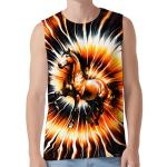 TZQPSJW Unisex Orange Tie Dye Tank Tops Sleeveless T Shirts Horse Farm Animals Shirt Beach Tees for Women and Men Medium