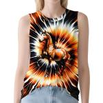 TZQPSJW Unisex Orange Tie Dye Tank Tops Sleeveless T Shirts Horse Farm Animals Shirt Beach Tees for Women and Men Medium