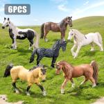THINKBAY 6PCS 6" Large Horse Figurines Animal Toys for Kids, Realistic Plastic Farm Animal Figurines Toys for Toddlers, Horse Party Favors Birthday Gift Cake Toppers for Boys Girls