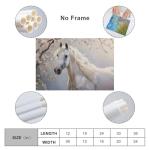 Cherry Blossom Elegant Animals White Horse Poster Print Canvas Wall Art Pictures Home Decor for Living Room Hallway Bathroom Office Wall Decor 12x18inch(30x45cm)