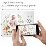 Yuzioey Farm Animals Milestone Blanket, Farm Baby Growth Chart Monthly Blanket, Watch Me Grow Baby Nursery, Horse Cow Sheep Pig, Includes Marker (50"x40")