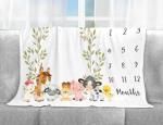 Yuzioey Farm Animals Milestone Blanket, Farm Baby Growth Chart Monthly Blanket, Watch Me Grow Baby Nursery, Horse Cow Sheep Pig, Includes Marker (50"x40")