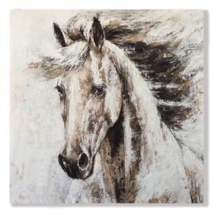 RICHSPACE ARTS Horse Pictures on Canvas Modern Farmhouse Bedroom Wall Art Rustic Bathroom Wall Decor Brown Painting Western Artwork 16x16