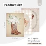 Cowgirl Nursery Wall Art Coquette Western Girl Poster Vintage Horse Floral Canvas Pictures Aesthetic Pink Preppy Room Wall Decor Rustic Cowgirl Prints for Girls Bedroom 8x10x5 Inch Unframed