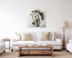 RICHSPACE ARTS Horse Pictures on Canvas Modern Farmhouse Bedroom Wall Art Rustic Bathroom Wall Decor Brown Painting Western Artwork 16x16