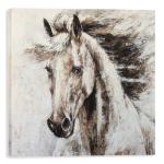 RICHSPACE ARTS Horse Pictures on Canvas Modern Farmhouse Bedroom Wall Art Rustic Bathroom Wall Decor Brown Painting Western Artwork 16x16