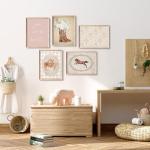 Cowgirl Nursery Wall Art Coquette Western Girl Poster Vintage Horse Floral Canvas Pictures Aesthetic Pink Preppy Room Wall Decor Rustic Cowgirl Prints for Girls Bedroom 8x10x5 Inch Unframed