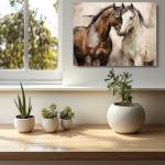 TBT Vintage Horse Decor Farm Animals Horse Gifts Canvas Wall Art Wall Decor Country Framed Posters Art Prints Artwork Pictures for Farmhouse Home Kitchen Living Room Office Decorative