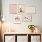 Cowgirl Nursery Wall Art Coquette Western Girl Poster Vintage Horse Floral Canvas Pictures Aesthetic Pink Preppy Room Wall Decor Rustic Cowgirl Prints for Girls Bedroom 8x10x5 Inch Unframed