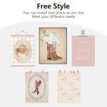 Cowgirl Nursery Wall Art Coquette Western Girl Poster Vintage Horse Floral Canvas Pictures Aesthetic Pink Preppy Room Wall Decor Rustic Cowgirl Prints for Girls Bedroom 8x10x5 Inch Unframed