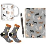 Watersay 4 Pcs Christmas Horse Gifts, Horse Print Gifts for Girl Women Include 11oz Horse Tumbler Women's Horse Socks Horse Notebook with Ballpoint Pen for Christmas Horse Lovers Gift