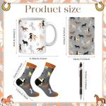 Watersay 4 Pcs Christmas Horse Gifts, Horse Print Gifts for Girl Women Include 11oz Horse Tumbler Women's Horse Socks Horse Notebook with Ballpoint Pen for Christmas Horse Lovers Gift