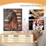 Horse American Flag Theme Blanket Gifts for Women Girls, Soft Warm Lightweight Flannel Throw Blankets for Living Room Home Sofa Travel Decor 50" x 60"