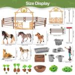 THINKBAY 35 PCS Horses Toys Set for Kids, Solid Realistic Horse Stable Playset Barn Toys for Girls, Ideal Birthday Farm Animals Gift for Toddlers