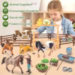 THINKBAY 35 PCS Horses Toys Set for Kids, Solid Realistic Horse Stable Playset Barn Toys for Girls, Ideal Birthday Farm Animals Gift for Toddlers