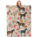 VANZEV Horse Blanket,Floral Horse Flannel Throw Blankets,Soft Warm Lightweight Cozy Plush Animal Throws for Bedroom Sofa Home Decor Gifts for Women Girls 50"x60"