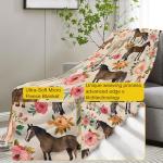 VANZEV Horse Blanket,Floral Horse Flannel Throw Blankets,Soft Warm Lightweight Cozy Plush Animal Throws for Bedroom Sofa Home Decor Gifts for Women Girls 50"x60"