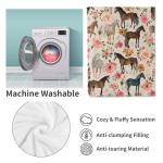 VANZEV Horse Blanket,Floral Horse Flannel Throw Blankets,Soft Warm Lightweight Cozy Plush Animal Throws for Bedroom Sofa Home Decor Gifts for Women Girls 50"x60"