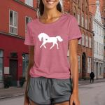 sallrue Horse Shirts for Women Horse Riding Tshirts Equestrian Shirt Animal Lover Tee Tops Pink