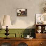 Framed Vintage Wall Art, Rustic Horse and Dog Pictures Wall Decor, Farmhouse Animal landscape Paintings Canvas Prints Neutral Aesthetic Home Decor for Living Room Bedroom Bathroom Office 8x10 inch