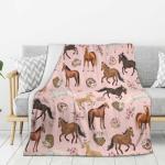 Horse Throw Blanket 50"x40" Fuzzy Soft Cozy Horses Blankets Soft Throws Warm Lightweight Plush Fleece Throw Blanket for Kids Men Women Gift Bed Couch Sofa