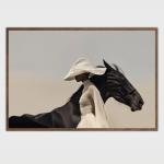 Farmhouse Wall Decor Black Woman Wall Art Horse Riding Wall Art Minimalist Woman Picture Equestrian Wall Decor 16x24Inch Unframed African Style Portrait Art Print for Living Room Bedroom Office Home