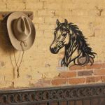 Metal Horse Wall Art, Western Horses Silhouette Black Metal Sign, Rustic Farmhouse Pony Decor for Bedroom, Living Room, Ranch, Home