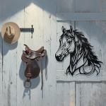 Metal Horse Wall Art, Western Horses Silhouette Black Metal Sign, Rustic Farmhouse Pony Decor for Bedroom, Living Room, Ranch, Home