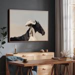 Farmhouse Wall Decor Black Woman Wall Art Horse Riding Wall Art Minimalist Woman Picture Equestrian Wall Decor 16x24Inch Unframed African Style Portrait Art Print for Living Room Bedroom Office Home