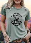 Be Still and Know Shirts for Women Venture Ride a Horse Pattern Print Spring Soft Round Neck Adventure Hiking Tee Tops(Pale Green L)